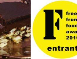 Glutenfree vegan peanut choc ganache slices from Nine Tea Cups has is a Free From Food Awards 2016 Entrant