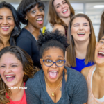 A group of happy ladies at a fitness class