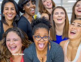 A group of happy ladies at a fitness class